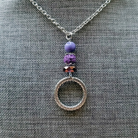 Matte Agate Lava Stone Essential Oils Necklace - Picture 1 of 5